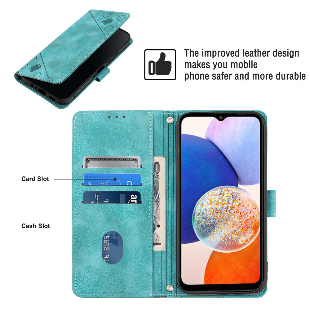 PT005 YB Imprinting Series-7 for Samsung Galaxy A25 5G A24 4G Stand Phone Case Skin-touch Leather Wallet Cover with Shoulder Strap PT005 YB Imprinting Series-7 for Samsung Galaxy A25 5G A24 4G Stand Phone Case Skin-touch Leather Wallet Cover with Shoulder Strap